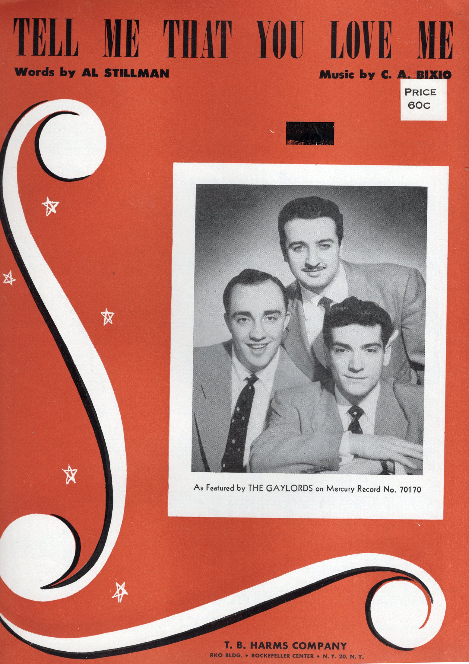 The Gaylords Tell Me That You Love Me Parlami D'Amore Mariu Rare Sheet Music