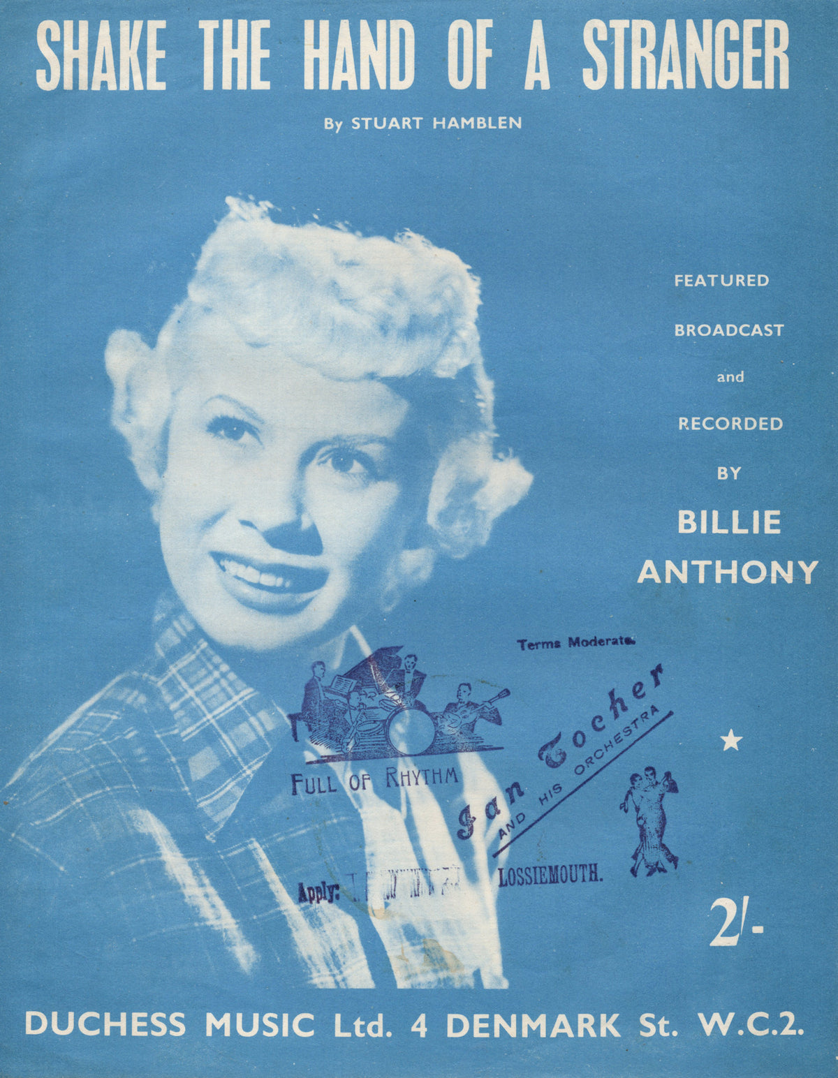 Billie Anthony Shake The Hands Of A Stranger Vintage RARE Sheet Music