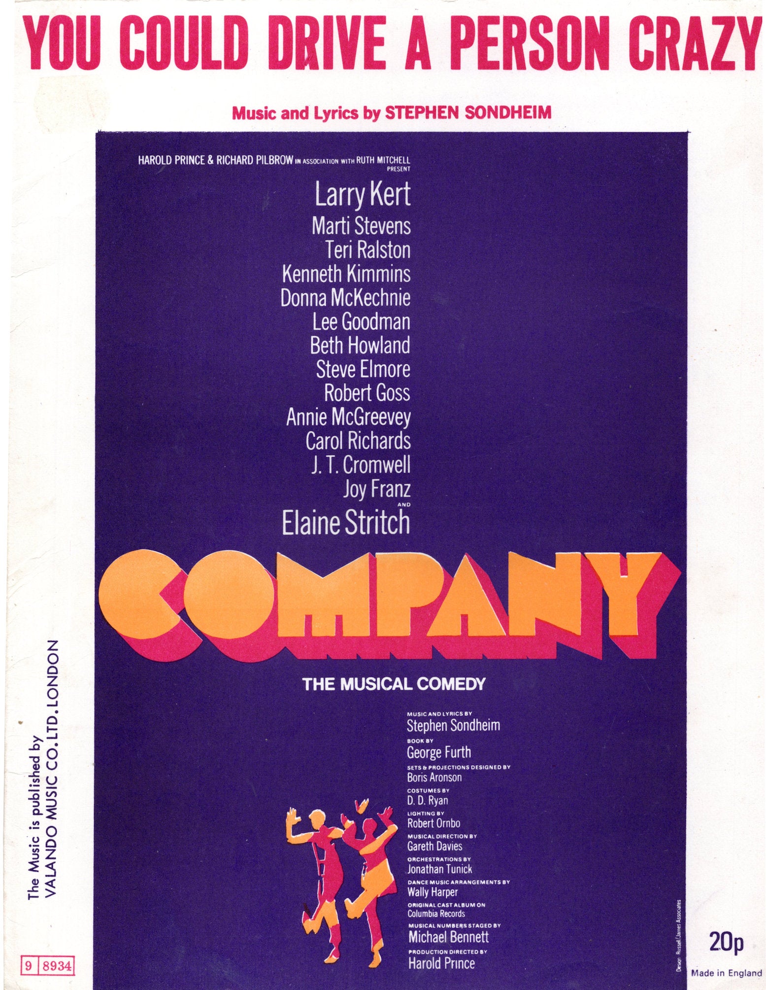 You Could Drive A Person Crazy 1970s Company The Musical Sheet Music
