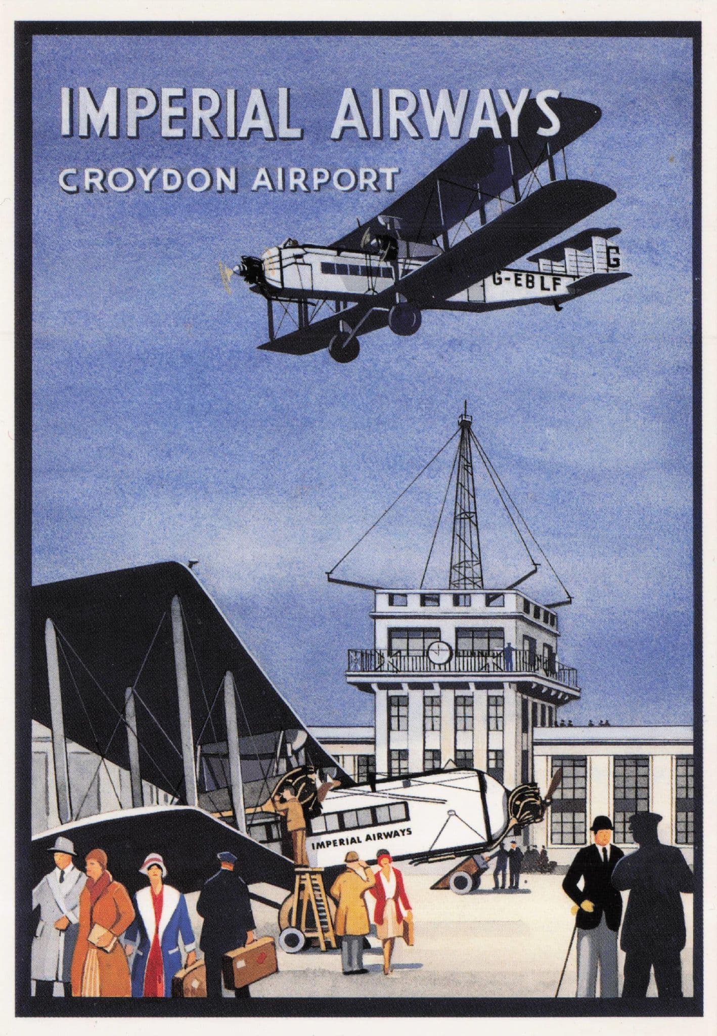 Imperial Airways Croydon Airport Travel Poster Advertising Postcard