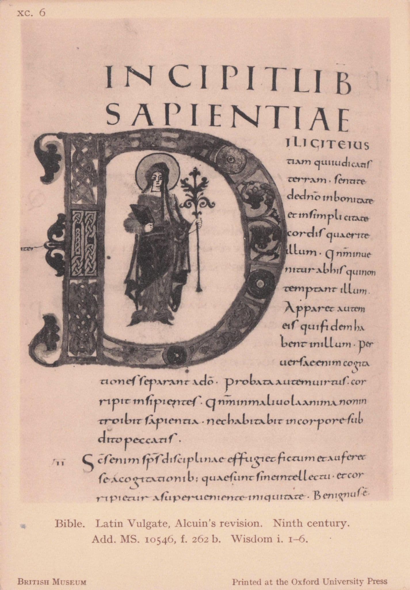 Incipitlib Sapientiae Alcuin Antique 9th Century Bible Old Postcard