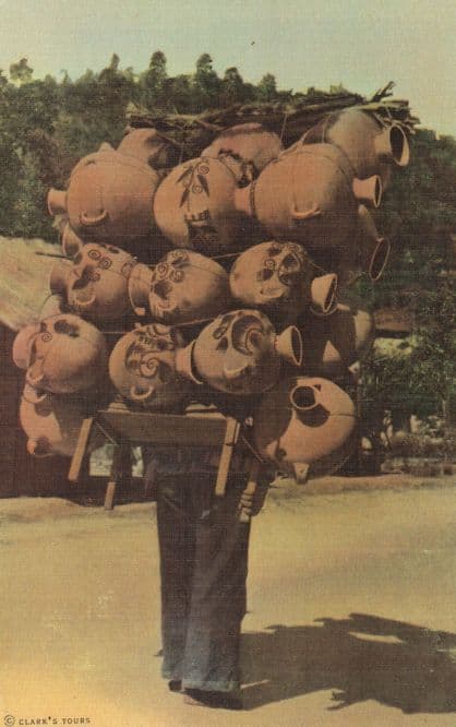 Indian Antique Pottery Carrier Totonicapan Guatemala Old Postcard