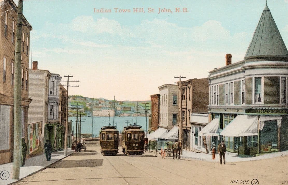 Indian Town Hall St John Canada NB Old Transport Postcard