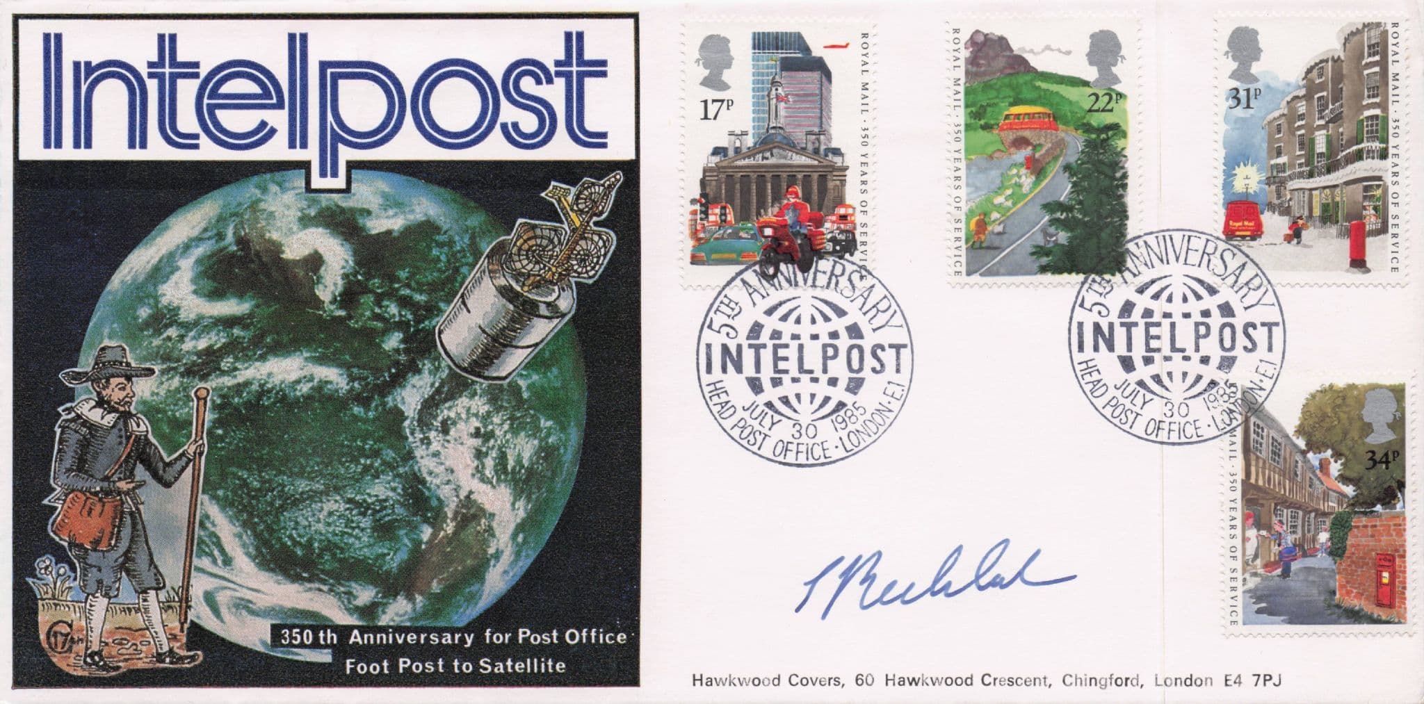 Intelpost Space Travel Communications LTD EDN OF 50 RARE Hand Signed FDC