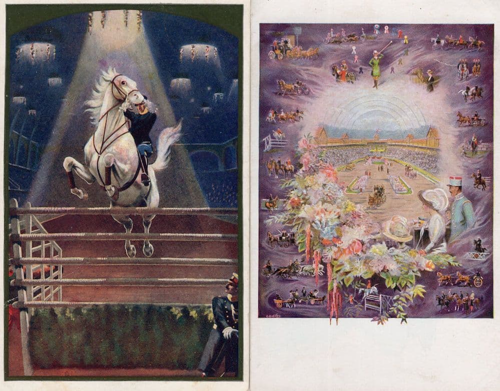 International Horse Show 1912 2x Old London Advertising Postcard