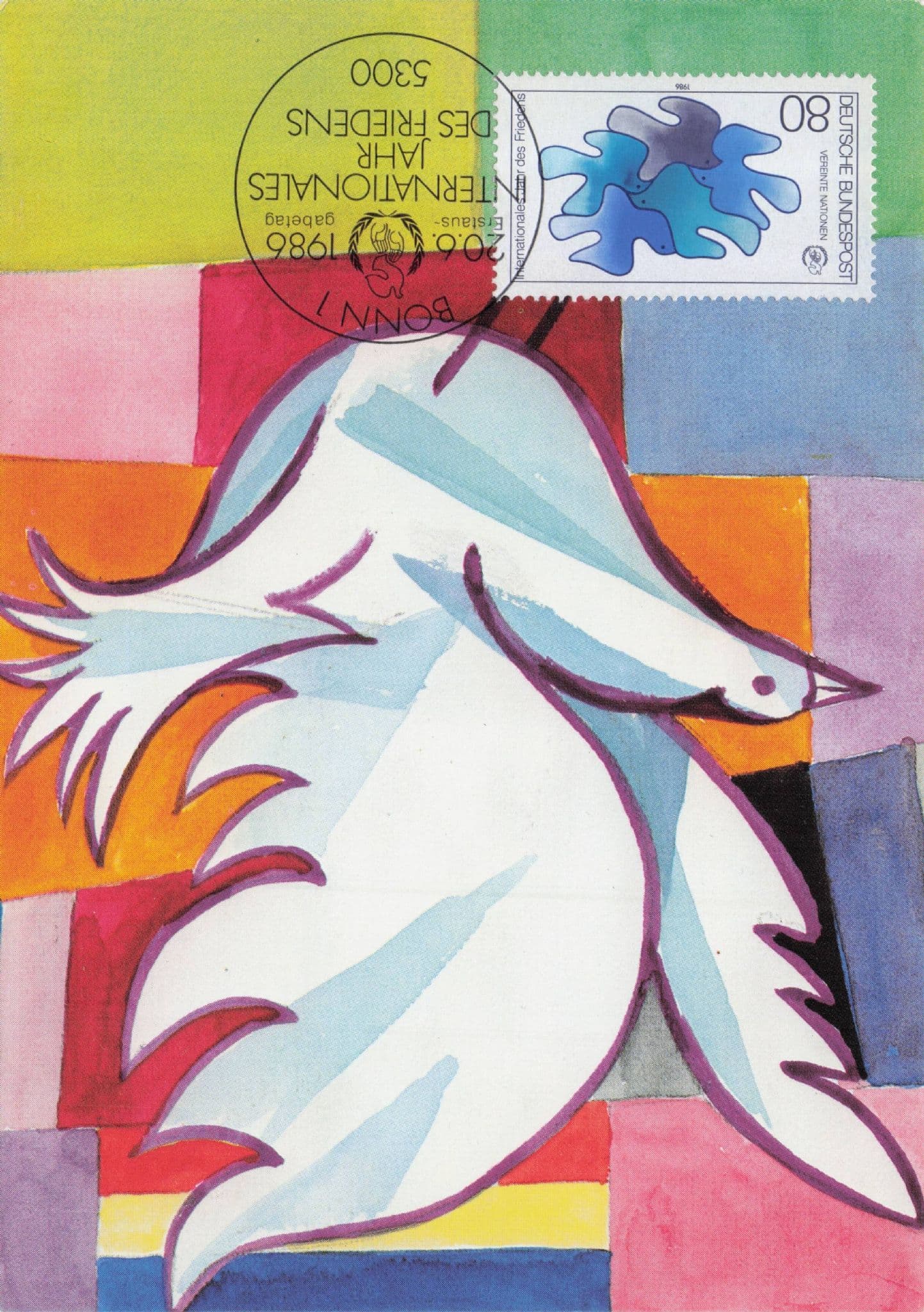 Internationales Jahr Des Friedens German White Bird 1986 FDC Postcard