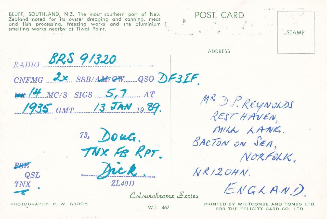 Invercargill New Zealand QSL Radio Rare Postcard Card