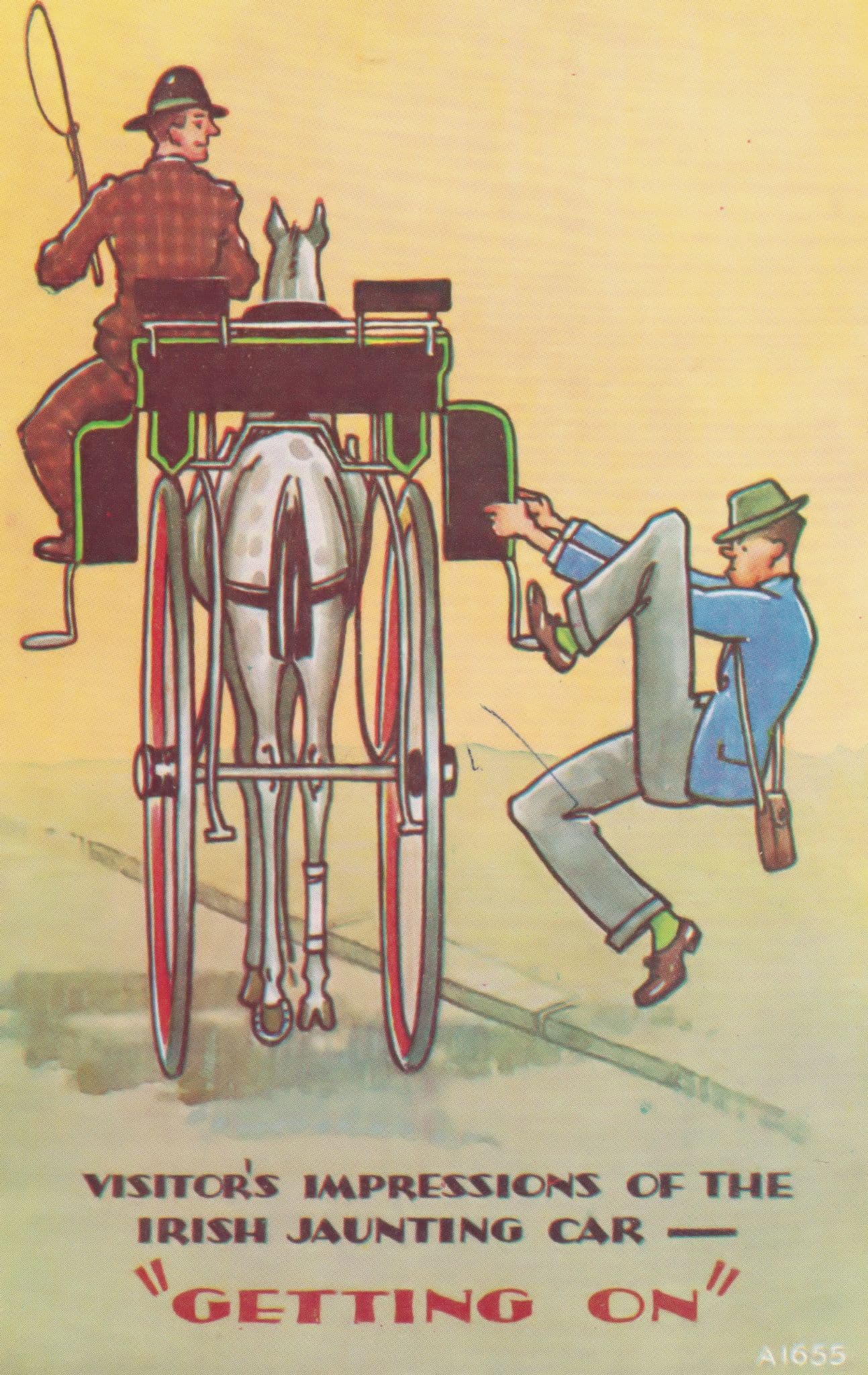 Irish Jaunting Car Comic Irish Postcard