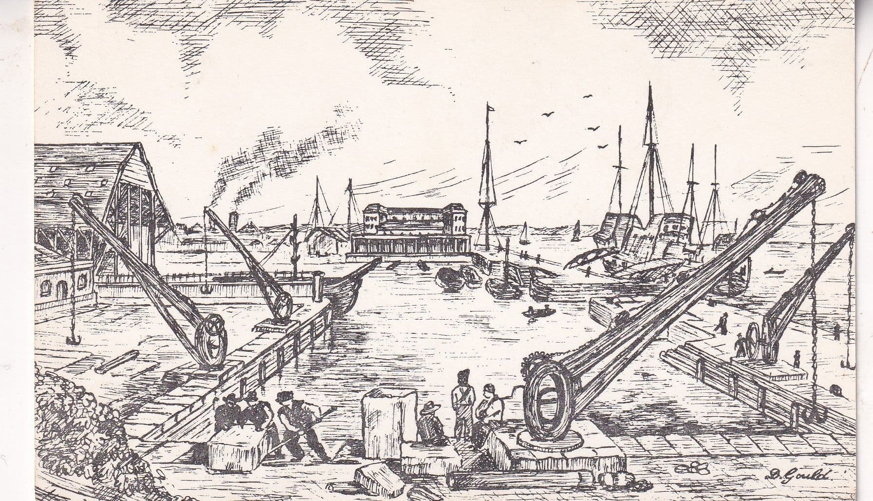 Isle Of Sheppey Dockyard Kent Victorian Artist Painting Postcard