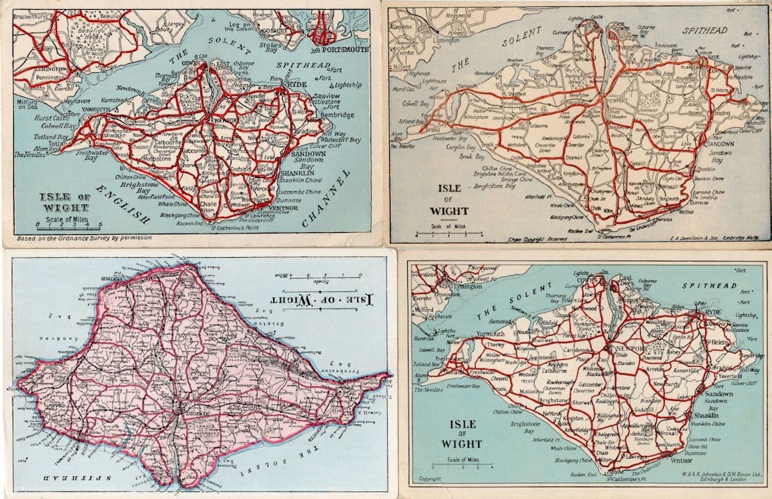 Isle Of Wight Cycling Route Photo 4x Vintage Map Postcard s