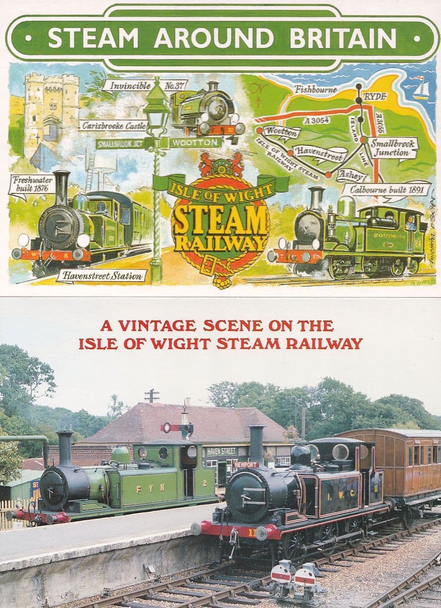 Isle Of Wight Steam Railway 2x Advertising Postcard s