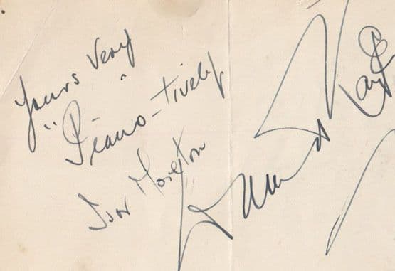 Ivor Moreton & Dave Kaye Original 1940s Fans Antique Photo & Autograph Signed