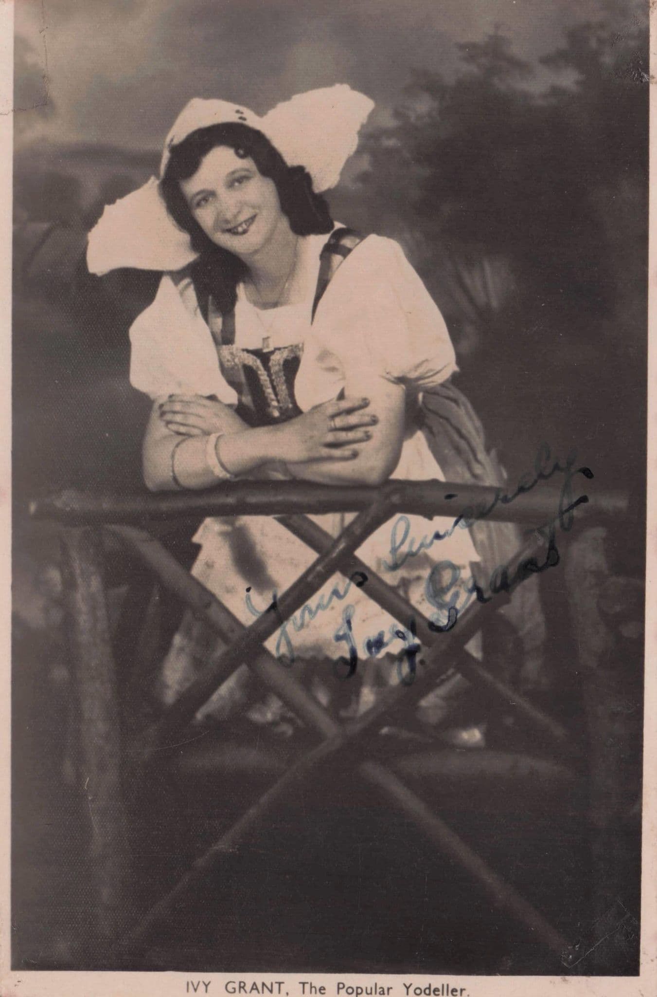 Ivy Grant Champion Yodeller Theatre DOUBLE Old Hand Signed Photo