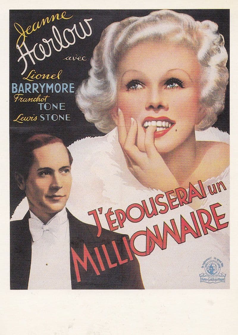 J'Epouserai Un Millionaire Jeanne Harlow Film French Cinema Poster Postcard
