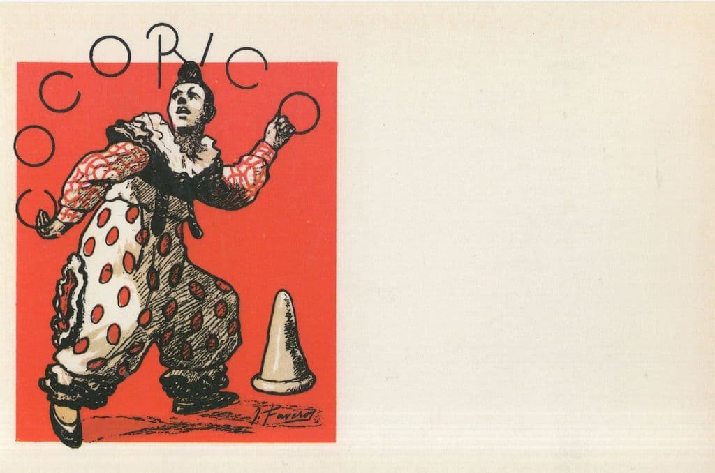 J.Faverot Cocorica 1899 Victorian Clown French Painting Postcard
