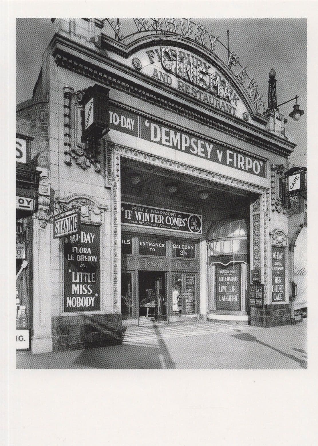 Jack Dempsey Vs Luis Firpo Cinema Live Boxing Award Photo Postcard