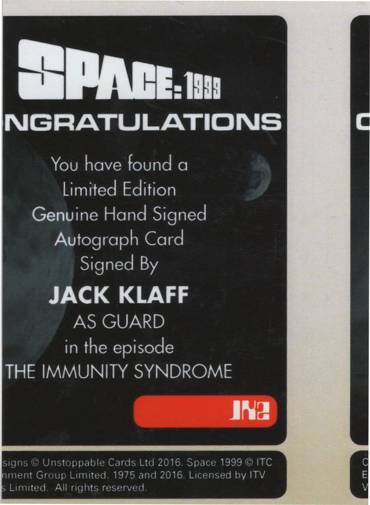 Jack Klaff Space 1999 Moonbase Alpha Security Guard Hand Signed Photo