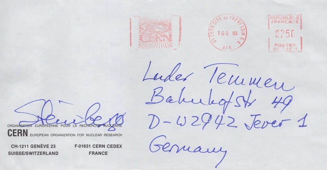 Jack Steinberger USA Germany Physicist Nobel Prize Hand Signed Photo & Envelope
