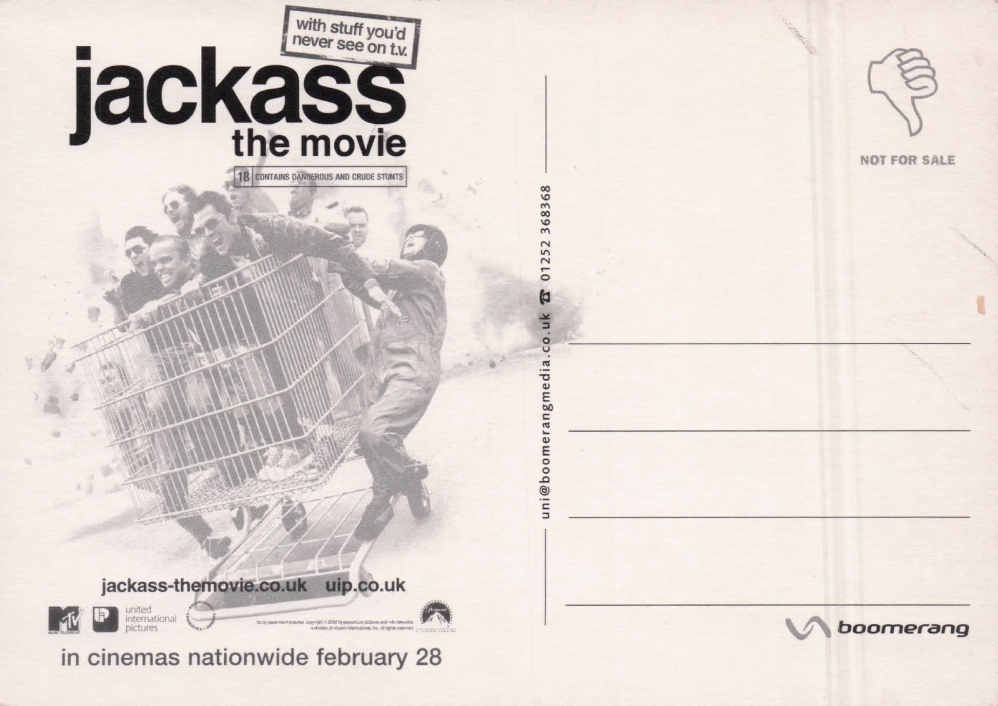 Jackass The Movie Stuntmen Original Film Poster Postcard