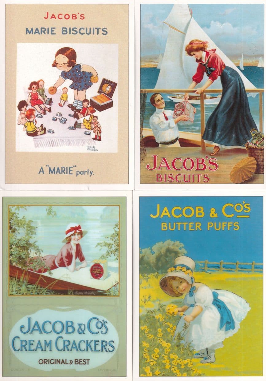 Jacobs Biscuits Butter Puffs Cream Crackers 4 Advertising Postcard s