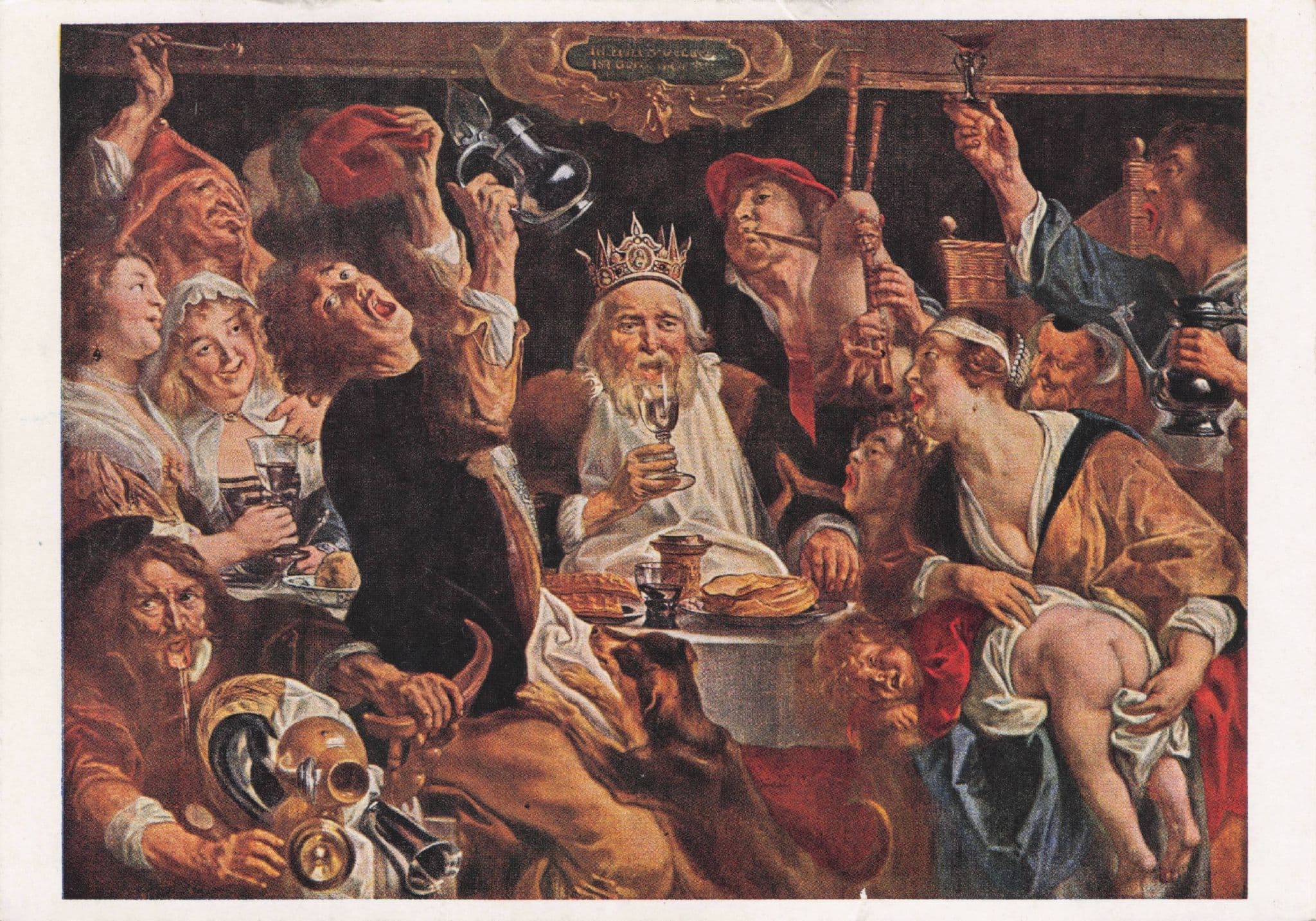 Jakob Jordaens De Koning Drinkt Belgium Old Painting Postcarc