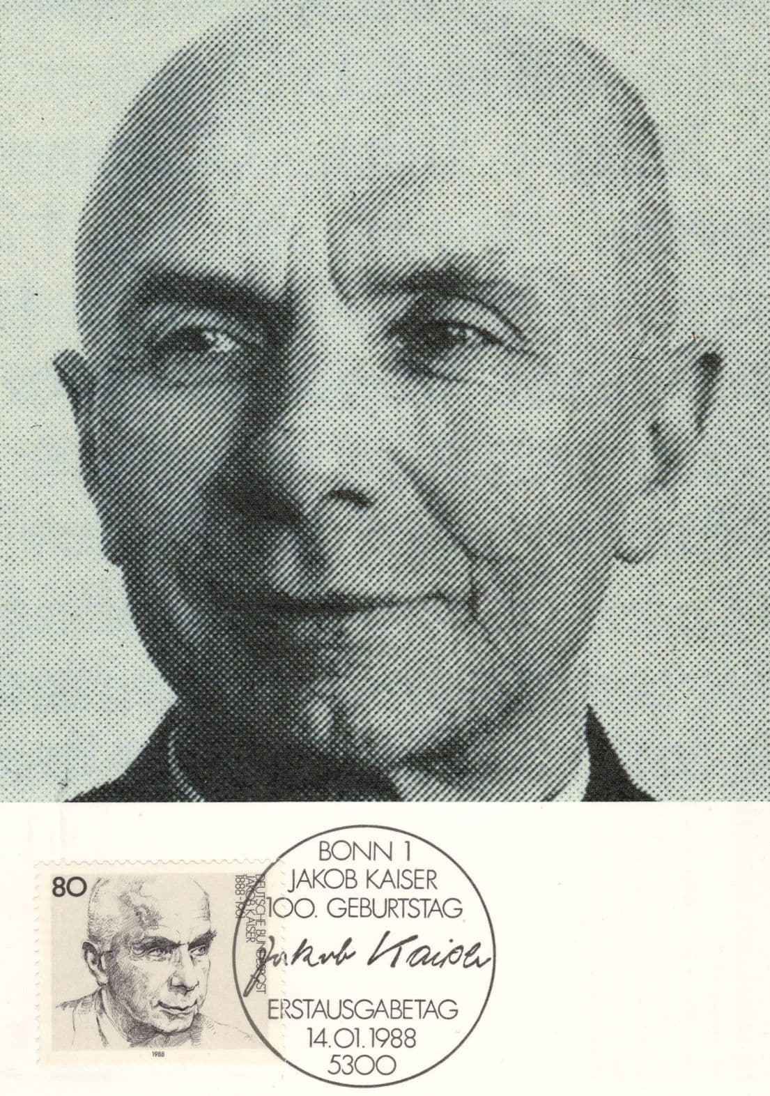 Jakob Kaiser German WW2 Resistance Leader First Day Cover Postcard