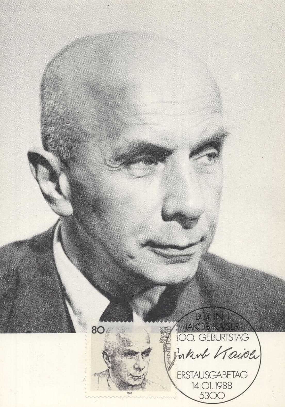 Jakob Kaiser German WW2 Resistance Leader Rare FDC Postcard