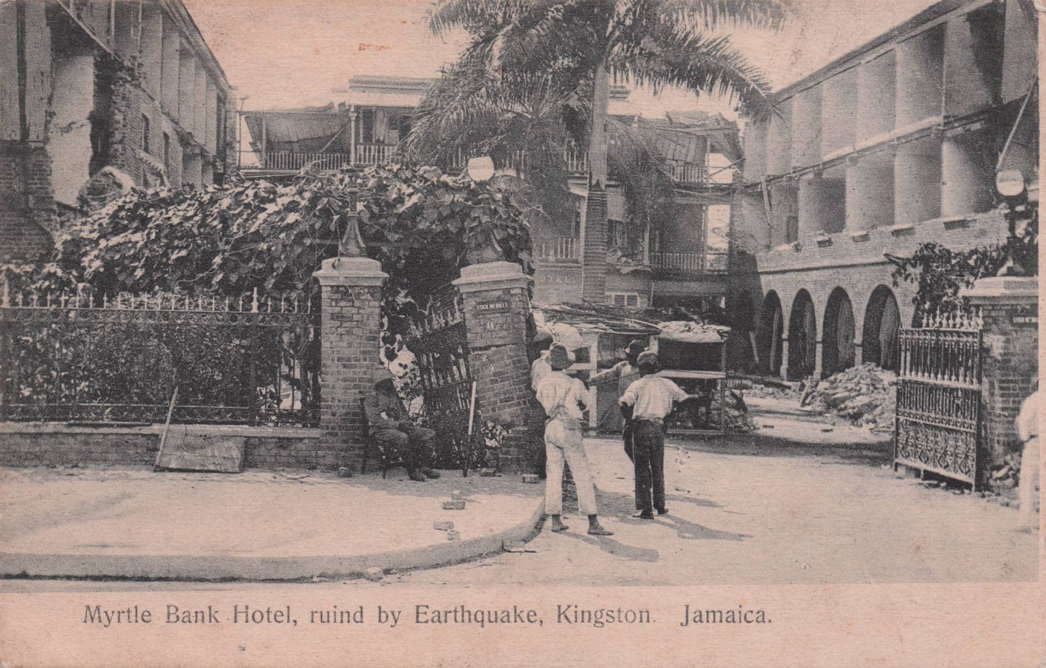 Jamaica Myrtle Bank Hotel After Disaster Earthquake 1907 Old Postcard