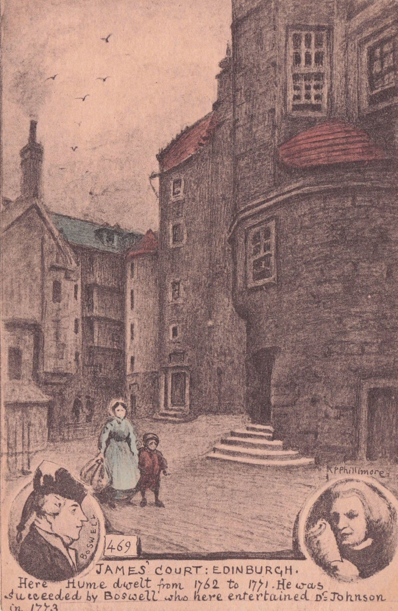 James Court Edinburgh Scottish Antique Phillimore Art Postcard
