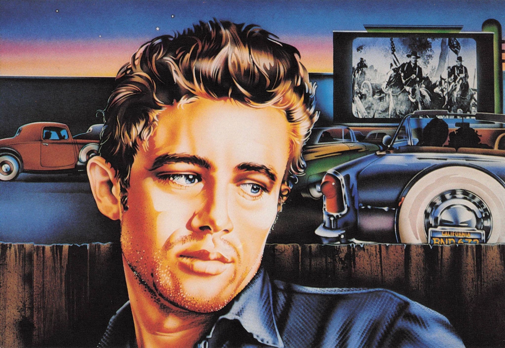 James Dean Film Actor Painting By David Bull Postcard