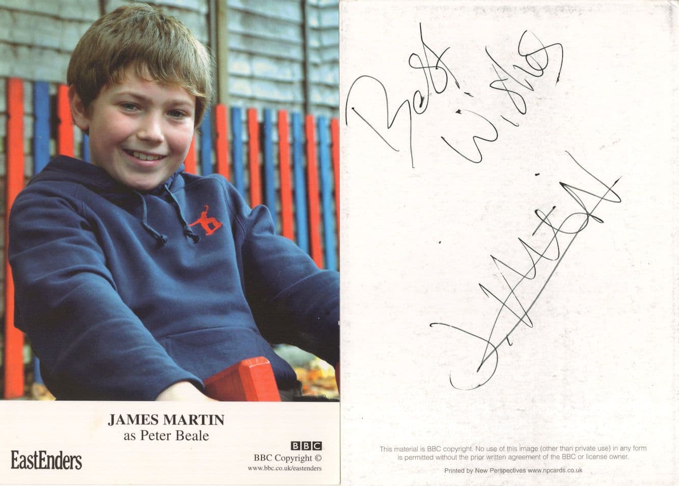 James Martin as Peter Beale Reverse Hand Signed Eastenders Card Card Photo