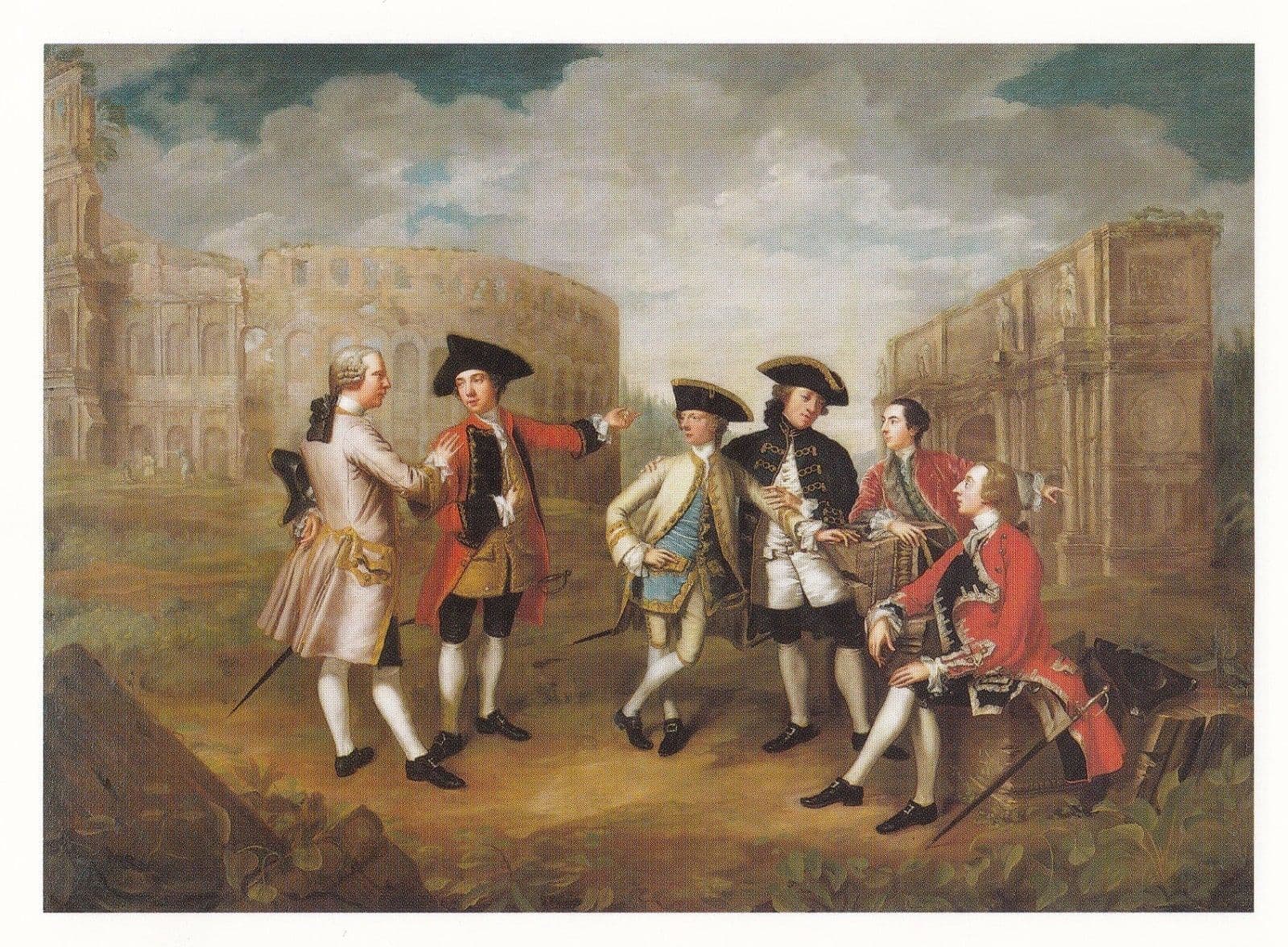 James Russel British Connoisseurs In Rome Italian Italy Old Painting Postcard