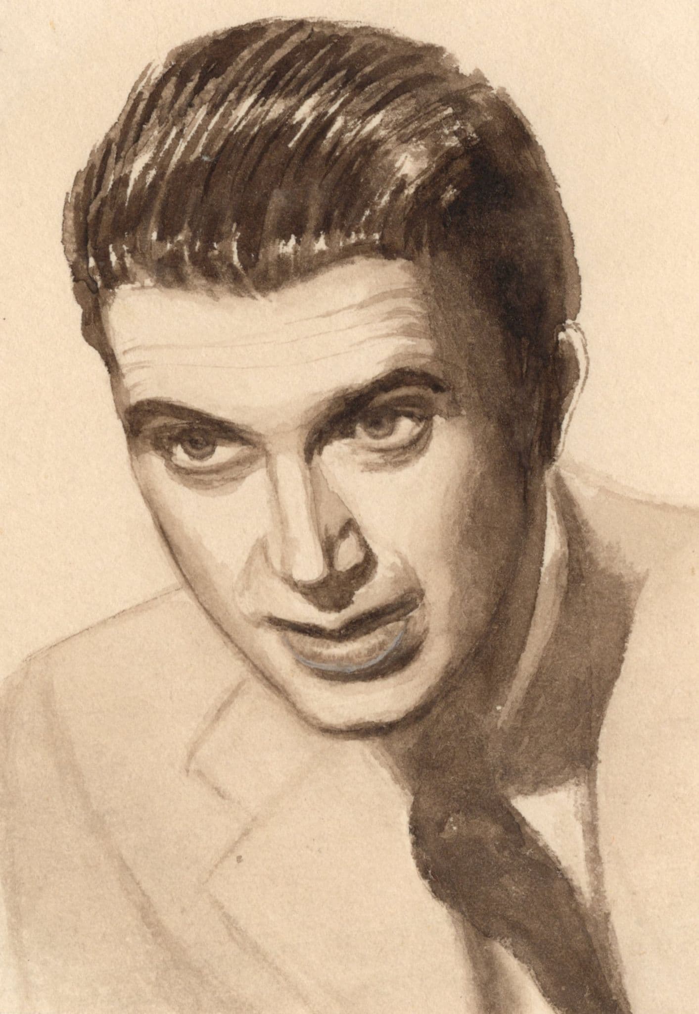 James Stewart Hollywood Film Actor Vintage Rare Old Hand Art Drawing