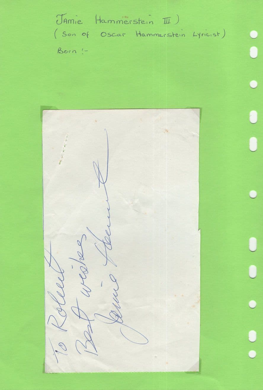 Jamie Son Of Oscar Hammerstein Hand Signed Vintage Autograph