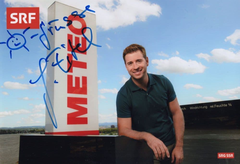 Jan Eitel SRF Swiss TV Weather Presenter Hand Signed Photo