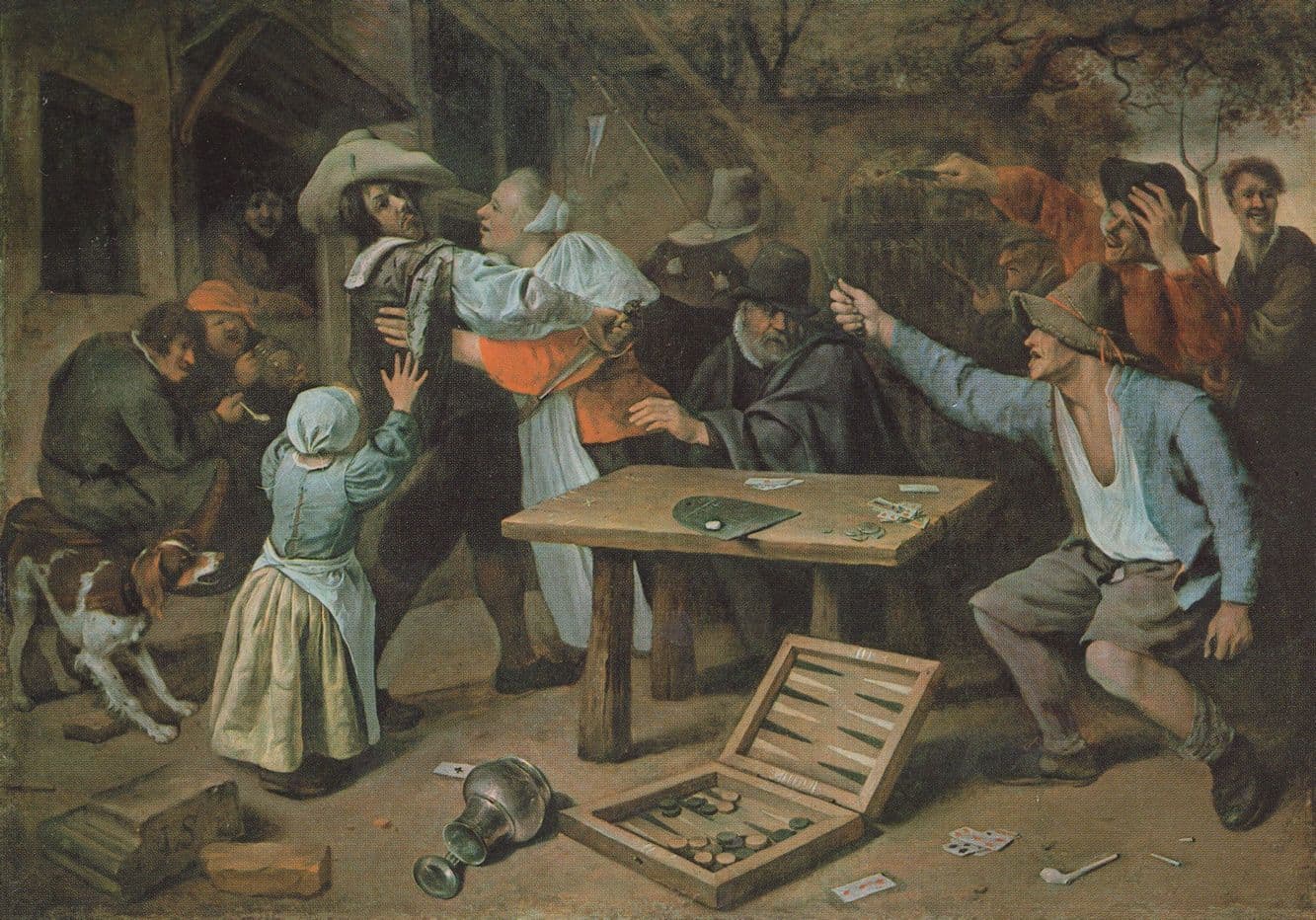 Jan Steen Pack Of Card Players Game Quarrelling Painting Postcard