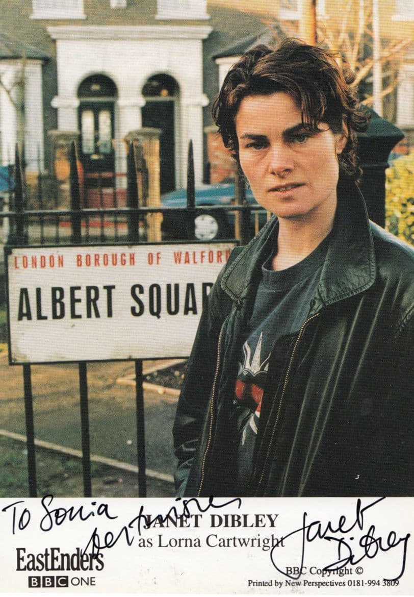 Janet Dibley as Lorna Cartwright in Eastenders Hand Signed BBC Cast Card Photo