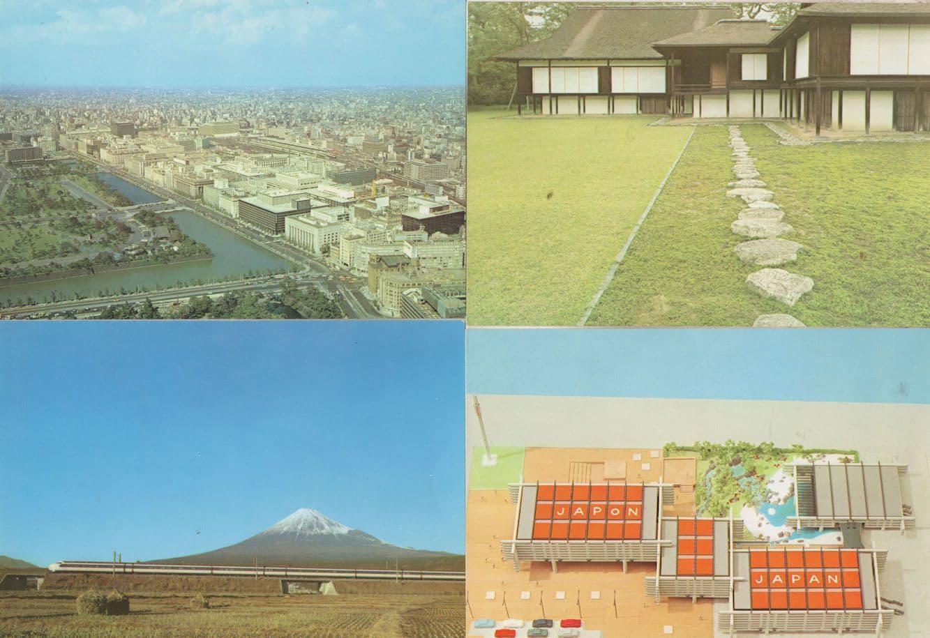 Japan Expo 67 Mt Fuji Train 4x Souvenir Exhibition Postcard s