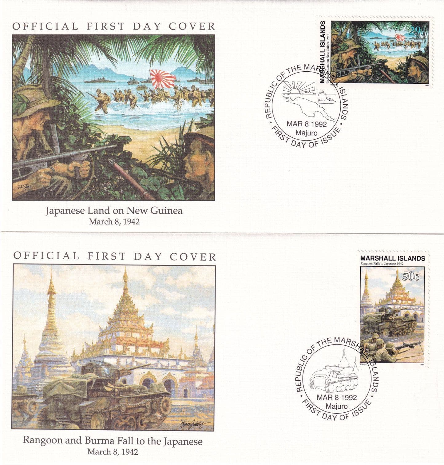 Japanese Land On New Guinea Burma Fall To The Rangoon 2x WW2 First Day Cover s