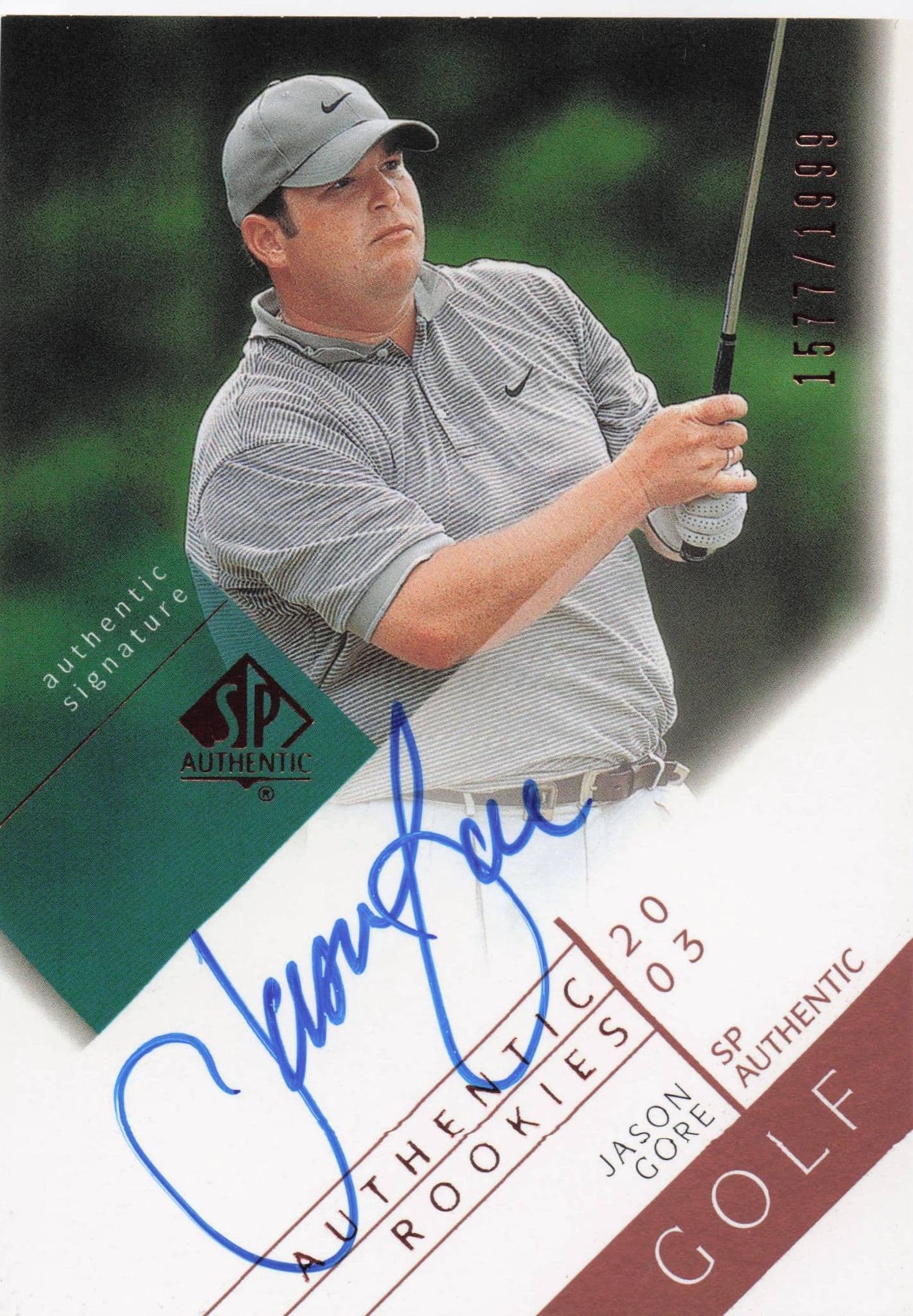 Jason Gore Authentic Rookies 2003 Golf SP Hand Signed Autograph Card