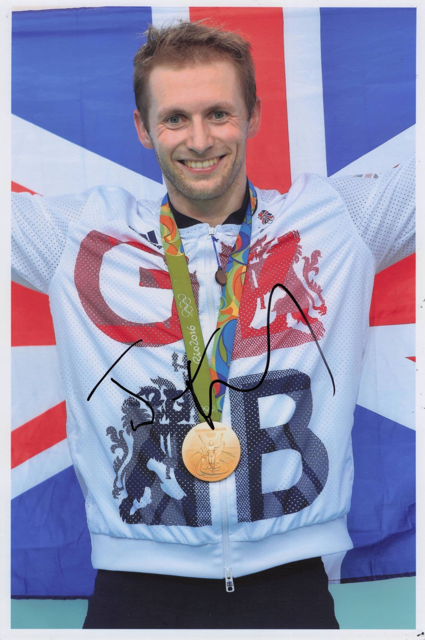 Jason Kenny British Cycling 2016 Olympics Gold Medal 12x8 Hand Signed Photo