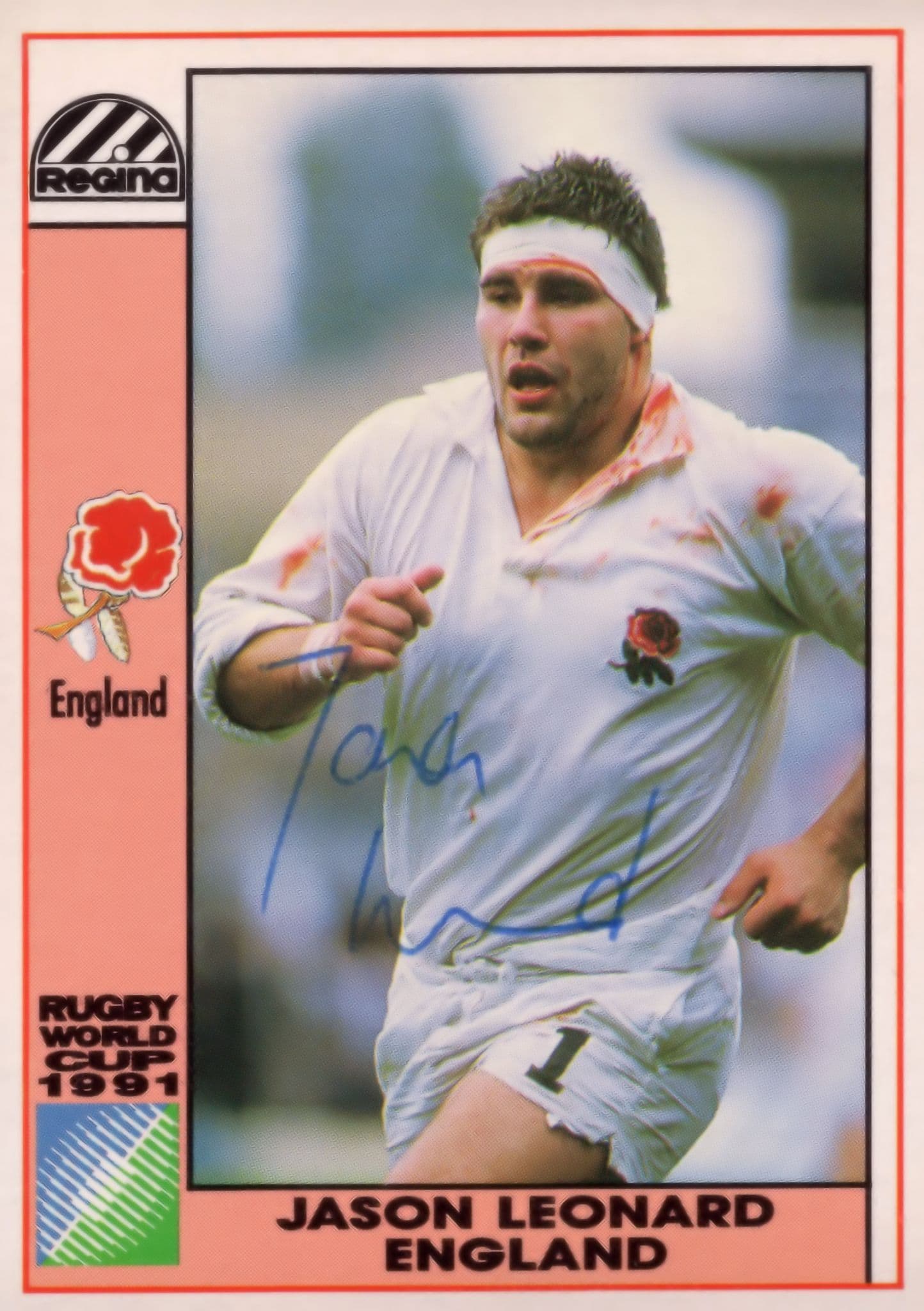 Jason Leonard England Hand Signed Rugby 1991 World Cup Card Photo