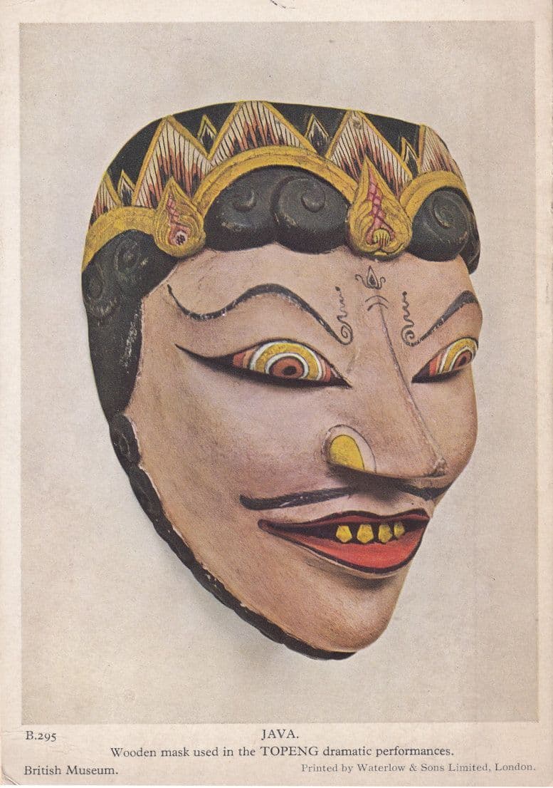 Java Wooden Mask Topeng Drama Prop British Museum Postcard