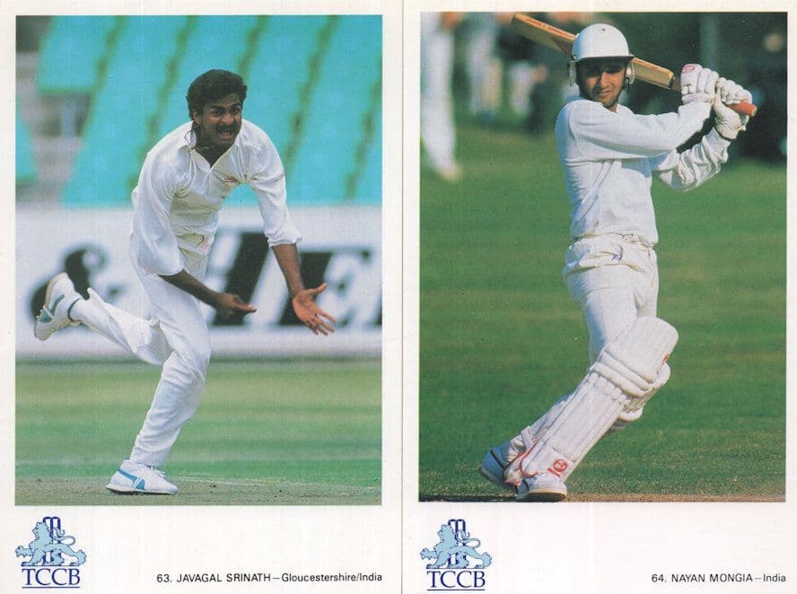 Javagal Srinath Nayan Mongia 2x India TEEC Cricket Postcard s