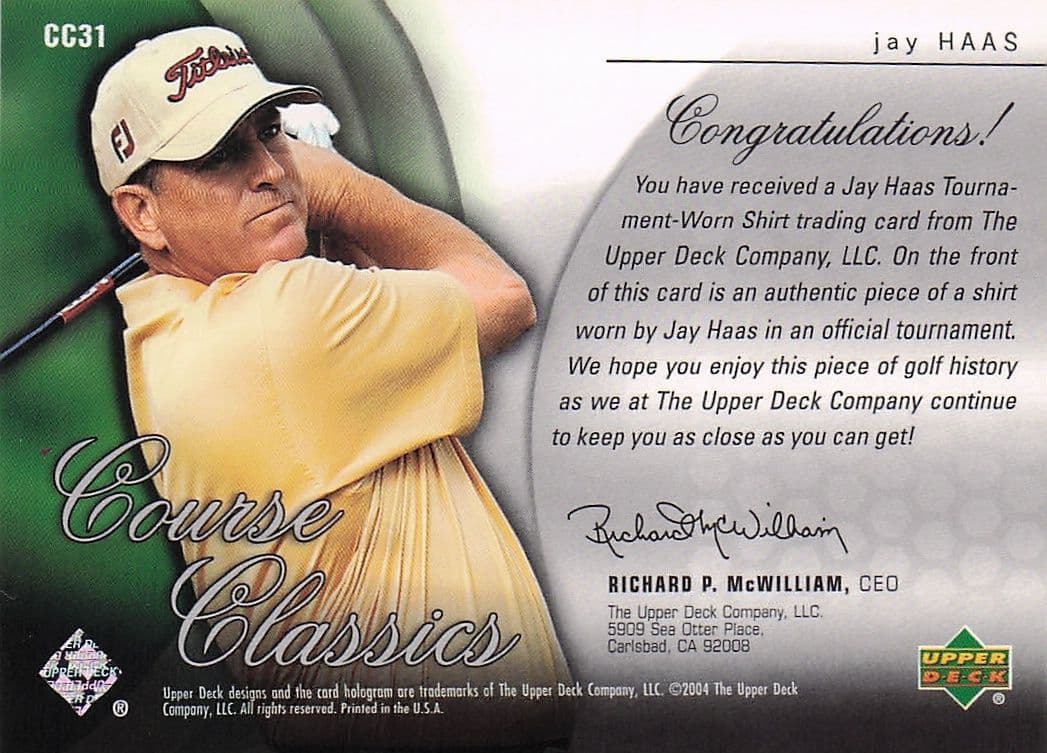 Jay Haas Course Classics 2004 Authentic Tournament Upper Deck Golf Shirt Card
