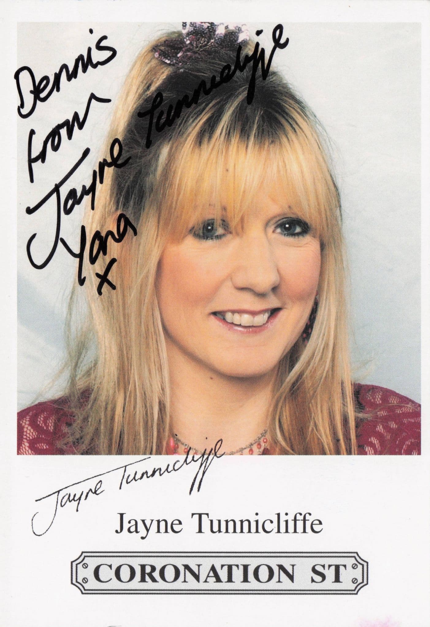 Jayne Tunnicliffe Coronation Street Hand Signed Cast Card Photo (1)