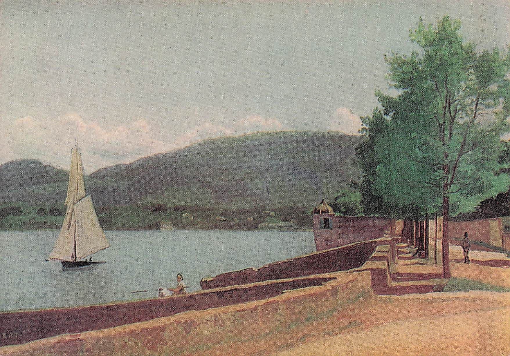 Jean Baptiste Corot The Lake Of Geneva Painting Postcard