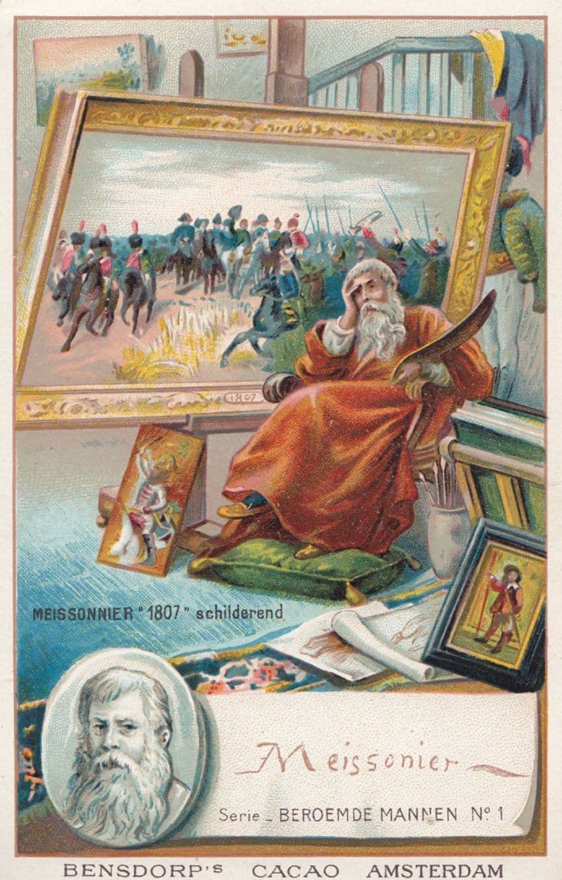 Jean Meissonier French Painter Printed Signed Bendorps Postcard Old Trade Card