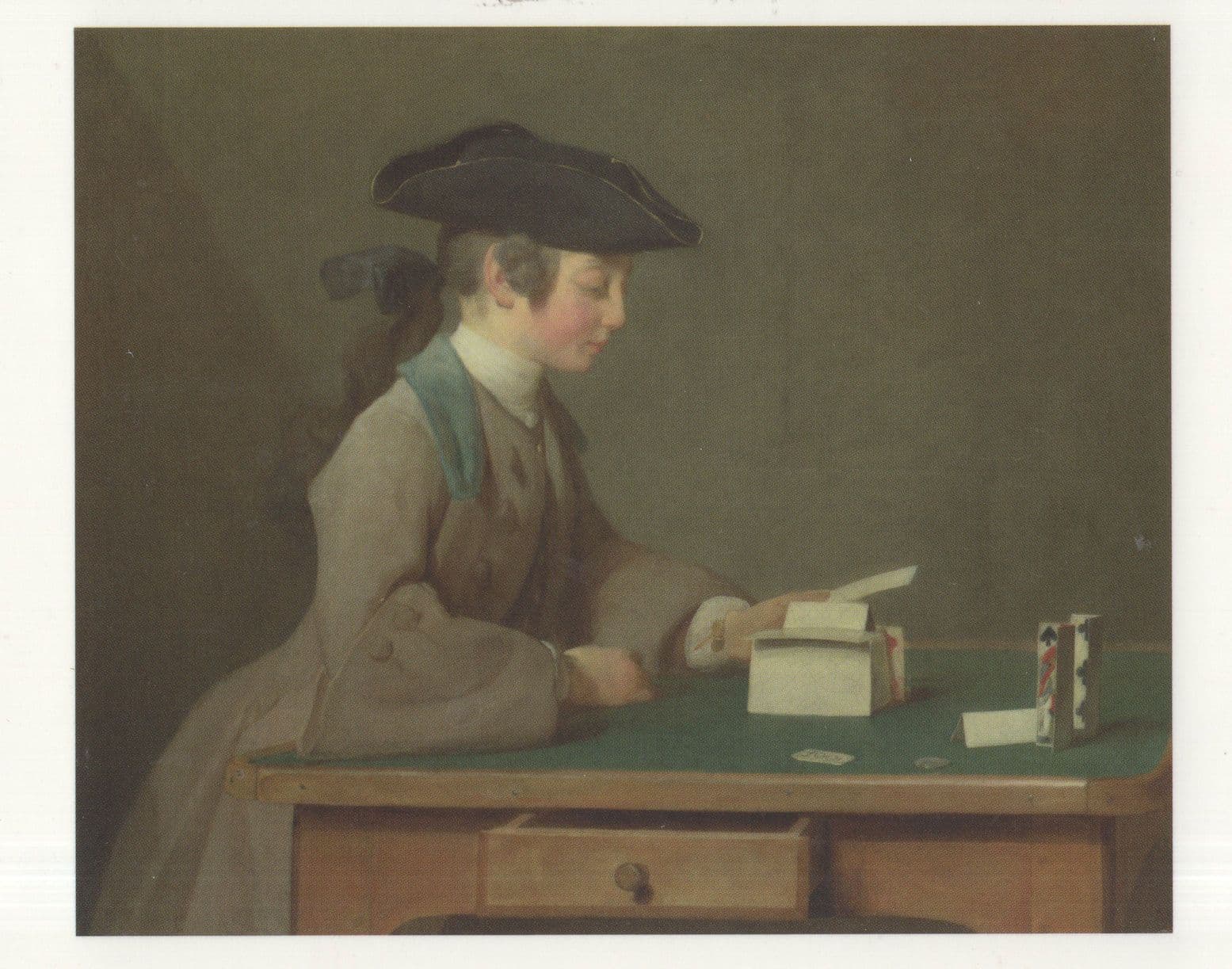 Jean Simeon Chardin The House Of Cards French Painting Postcard
