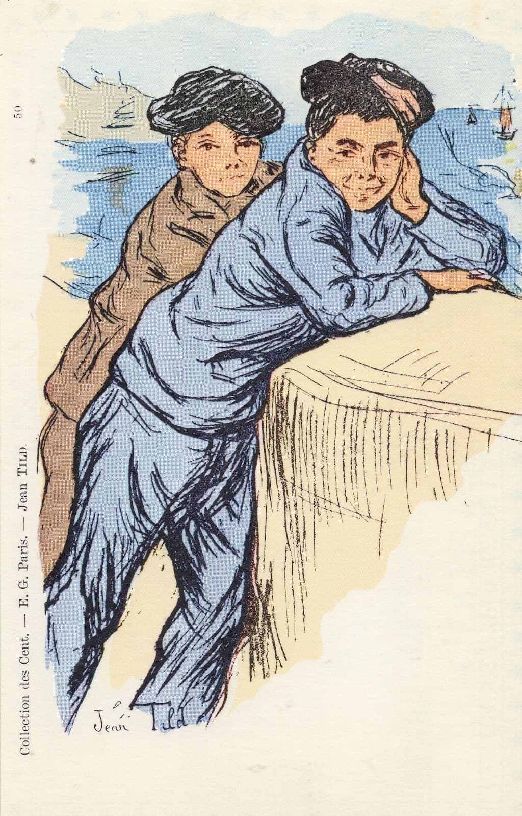 Jean Tild Collection Des Cent Children Beach French Comic Postcard